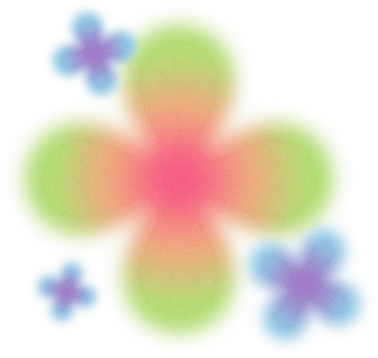 Buildable Abstract Glowing Gradient Aura 4-Petal Flowers